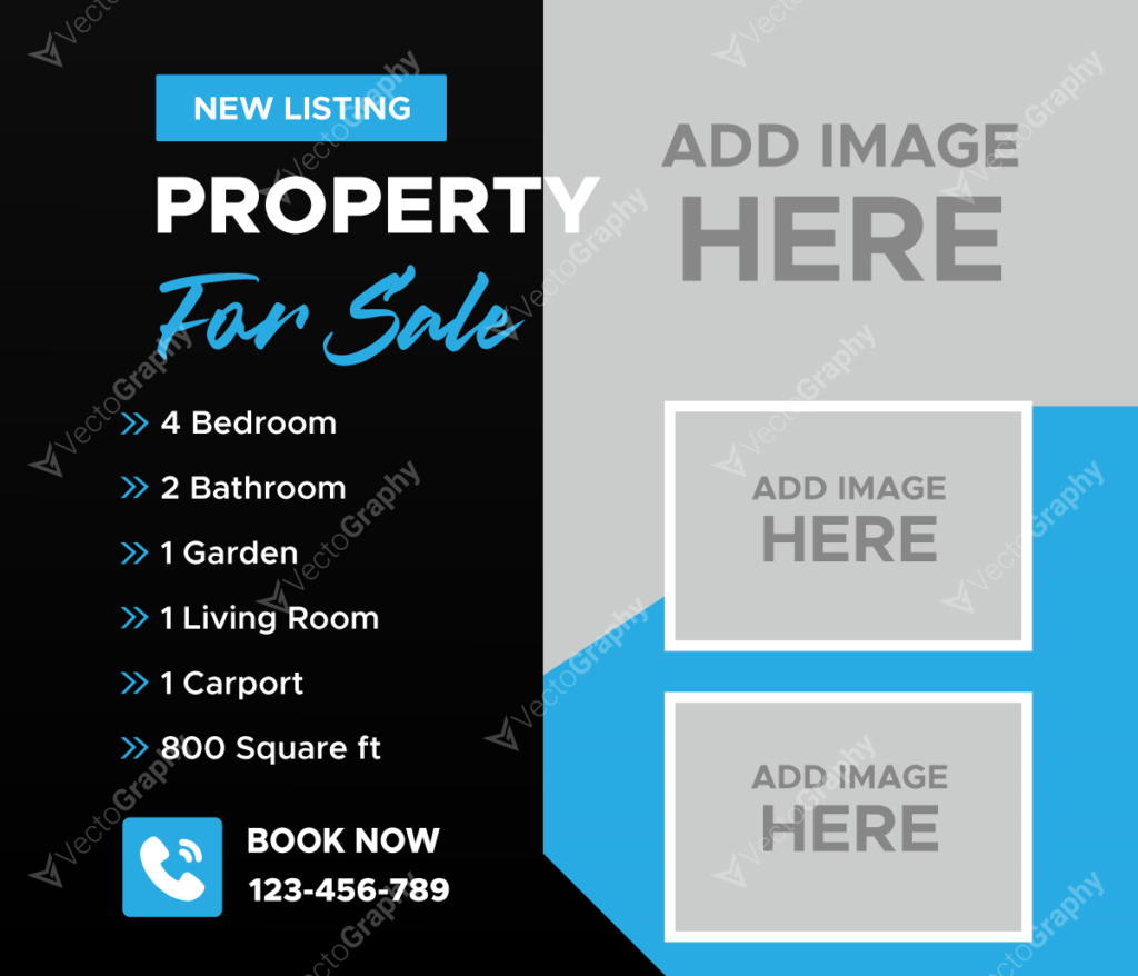 Real estate property for sale banner social media post is ready to use for new listing.